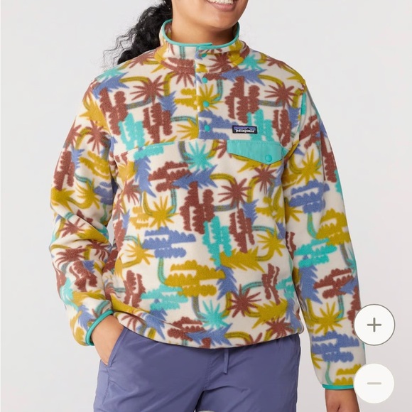 Patagonia Lightweight Synchilla Snap-T Pullover Tree Connection Big Fresh Teal - Picture 14 of 15